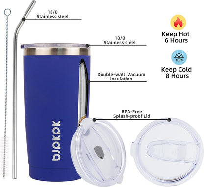30 oz Tumbler with Lid and Straw, Insulated Stainless Steel Cup | Double Wall Vacuum, BPA Free, Leak Proof, Keeps Hot/Cold, Travel & Beach Ready, Car Holder Fit, Brick Red - Colors A
