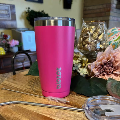 30 oz Tumbler with Lid and Straw, Insulated Stainless Steel Cup | Double Wall Vacuum, BPA Free, Leak Proof, Keeps Hot/Cold, Travel & Beach Ready, Car Holder Fit, Brick Red - Colors A