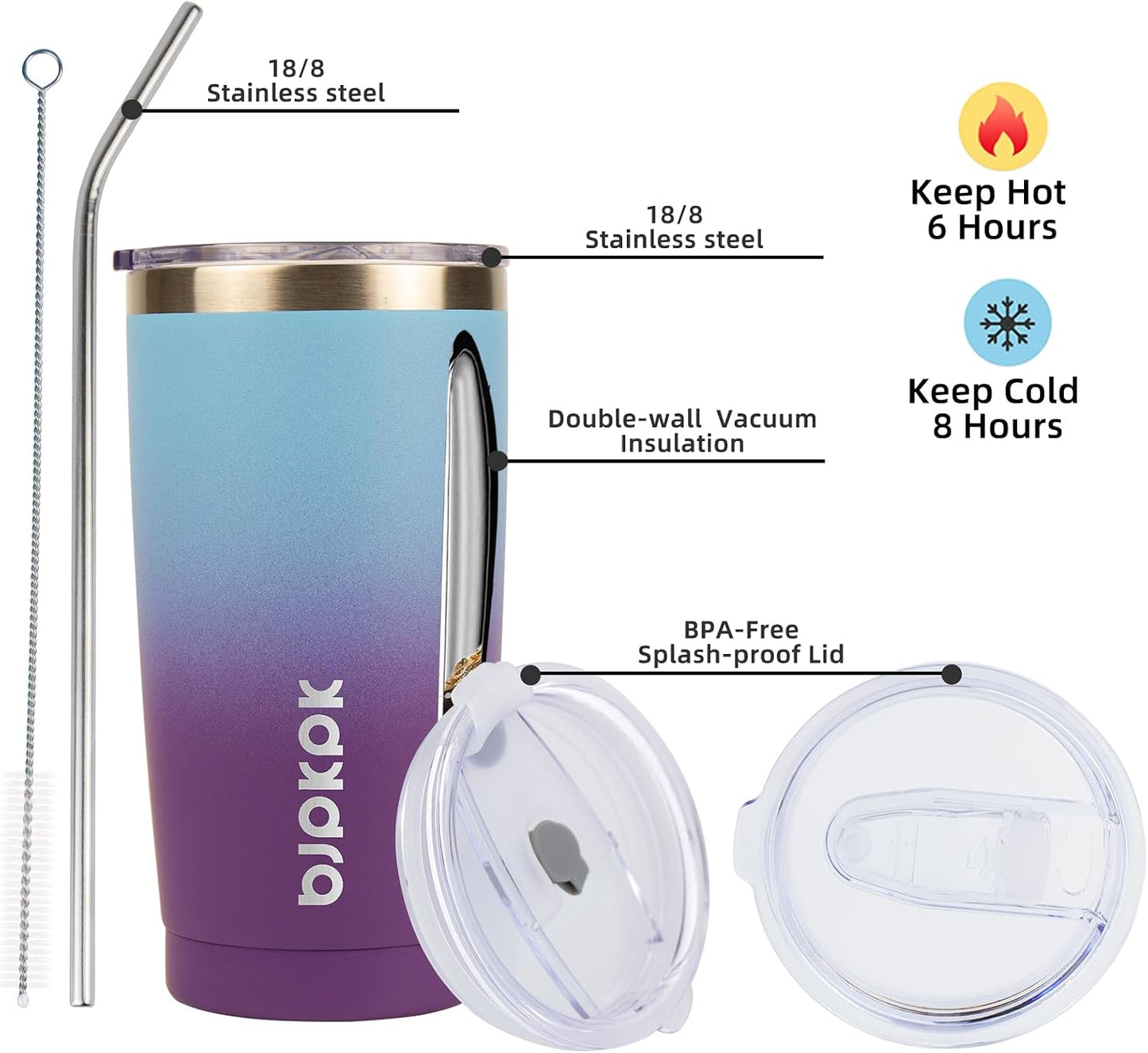 30 oz Tumbler with Lid and Straw, Insulated Stainless Steel Cup | Double Wall Vacuum, BPA Free, Leak Proof, Keeps Hot/Cold, Travel & Beach Ready, Car Holder Fit, Brick Red - Colors A
