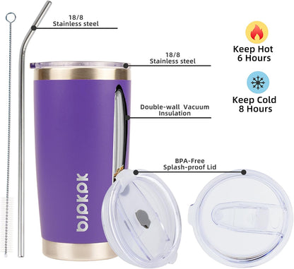 30 oz Tumbler with Lid and Straw, Insulated Stainless Steel Cup | Double Wall Vacuum, BPA Free, Leak Proof, Keeps Hot/Cold, Travel & Beach Ready, Car Holder Fit, Brick Red - Colors A