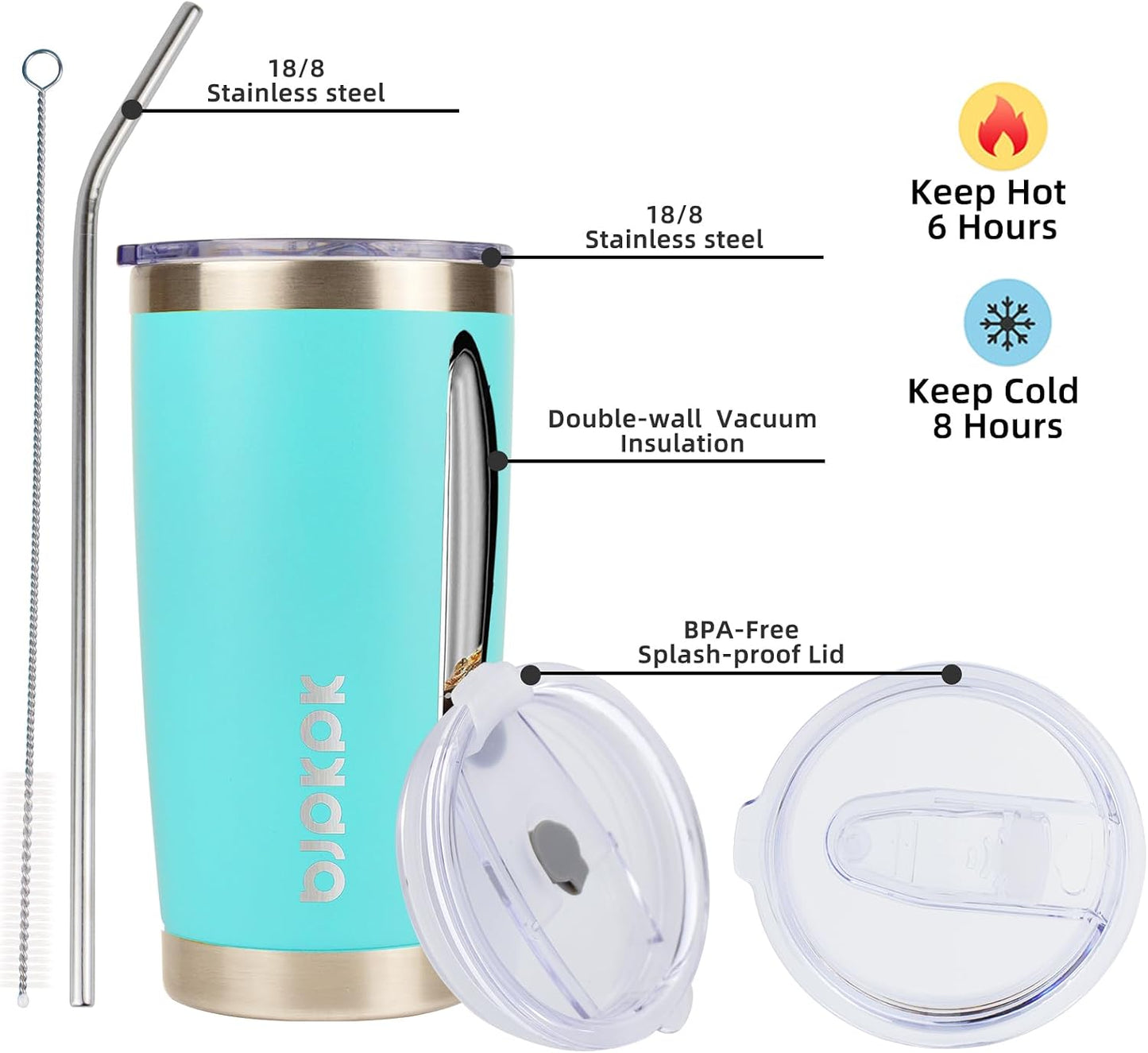 30 oz Tumbler with Lid and Straw, Insulated Stainless Steel Cup | Double Wall Vacuum, BPA Free, Leak Proof, Keeps Hot/Cold, Travel & Beach Ready, Car Holder Fit, Brick Red - Colors A