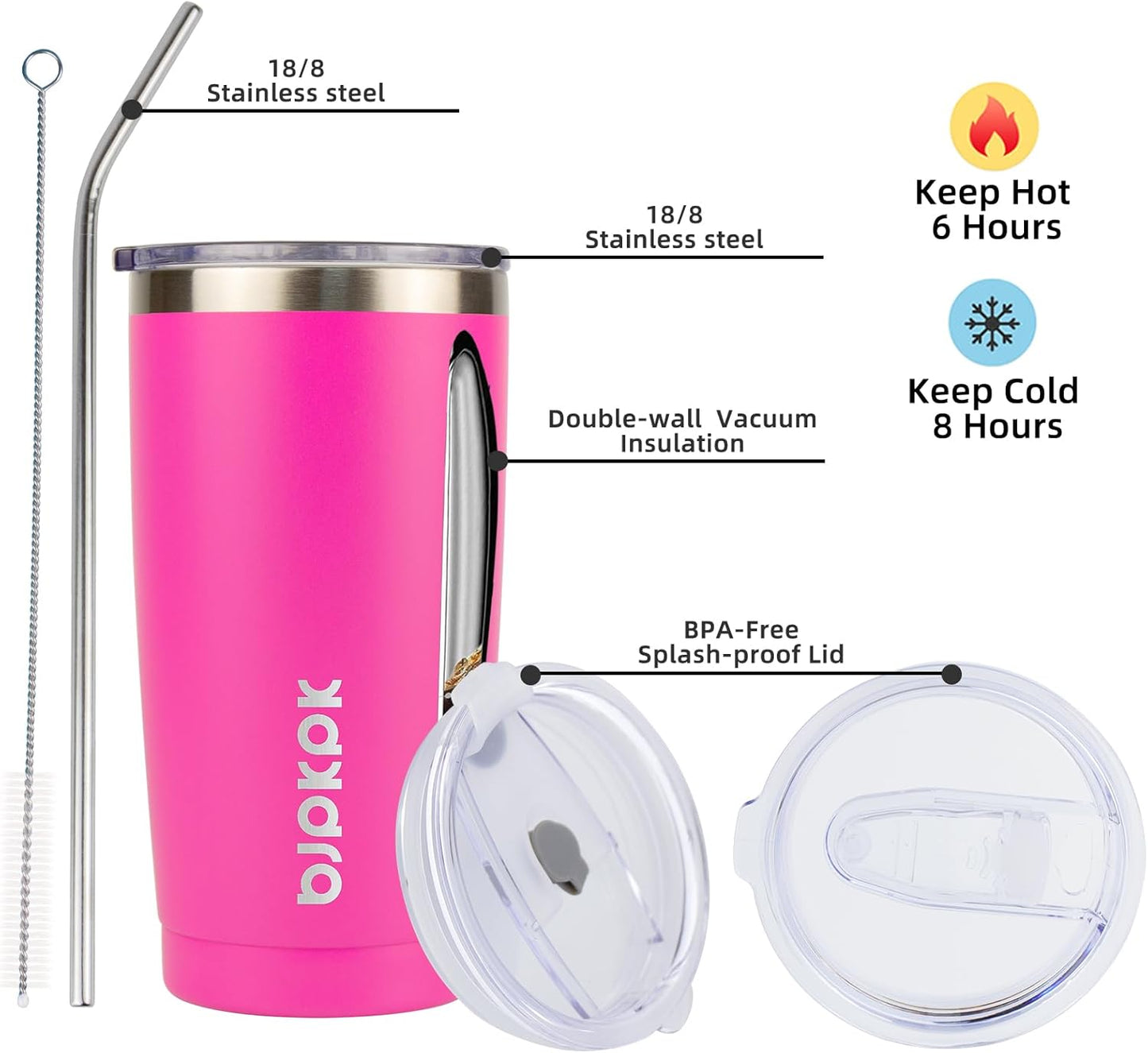 30 oz Tumbler with Lid and Straw, Insulated Stainless Steel Cup | Double Wall Vacuum, BPA Free, Leak Proof, Keeps Hot/Cold, Travel & Beach Ready, Car Holder Fit, Brick Red - Colors A
