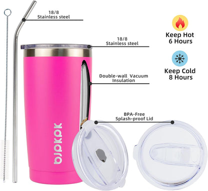 30 oz Tumbler with Lid and Straw, Insulated Stainless Steel Cup | Double Wall Vacuum, BPA Free, Leak Proof, Keeps Hot/Cold, Travel & Beach Ready, Car Holder Fit, Brick Red - Colors A
