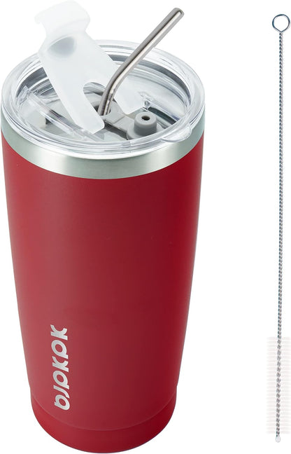 30 oz Tumbler with Lid and Straw, Insulated Stainless Steel Cup | Double Wall Vacuum, BPA Free, Leak Proof, Keeps Hot/Cold, Travel & Beach Ready, Car Holder Fit, Brick Red - Colors A