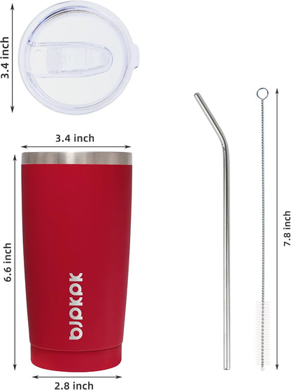 30 oz Tumbler with Lid and Straw, Insulated Stainless Steel Cup | Double Wall Vacuum, BPA Free, Leak Proof, Keeps Hot/Cold, Travel & Beach Ready, Car Holder Fit, Brick Red - Colors A