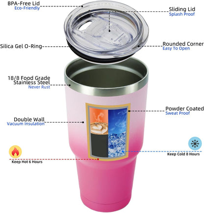 30 oz Tumbler with Lid and Straw, Insulated Stainless Steel Cup | Double Wall Vacuum, BPA Free, Leak Proof, Keeps Hot/Cold, Travel & Beach Ready, Car Holder Fit, Brick Red - Colors A
