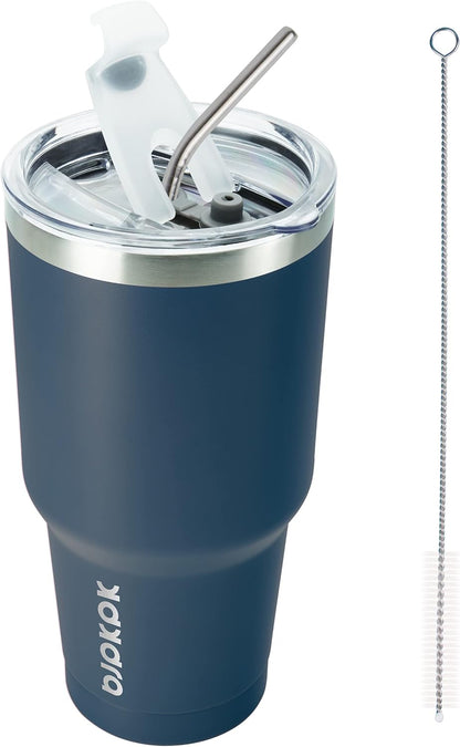 30 oz Tumbler with Lid and Straw, Insulated Stainless Steel Cup | Double Wall Vacuum, BPA Free, Leak Proof, Keeps Hot/Cold, Travel & Beach Ready, Car Holder Fit, Brick Red - Colors A