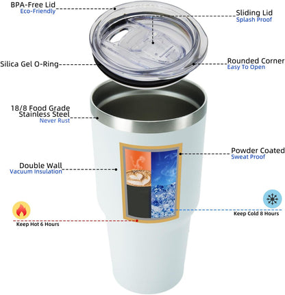 30 oz Tumbler with Lid and Straw, Insulated Stainless Steel Cup | Double Wall Vacuum, BPA Free, Leak Proof, Keeps Hot/Cold, Travel & Beach Ready, Car Holder Fit, Brick Red - Colors A