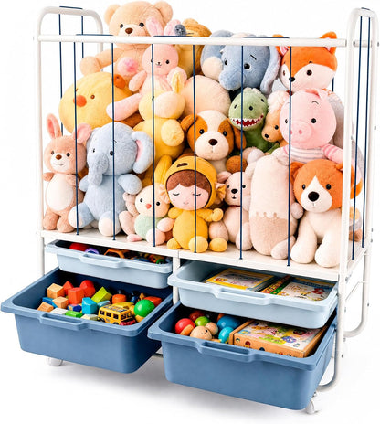 Toy Storage Organizer with 4 Drawers, Large Capacity Stuffed Animal Storage