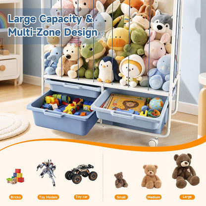 Toy Storage Organizer with 4 Drawers, Large Capacity Stuffed Animal Storage