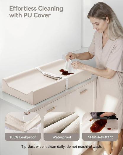 Baby Changing Pad with Wipeable & Waterproof PU Cover