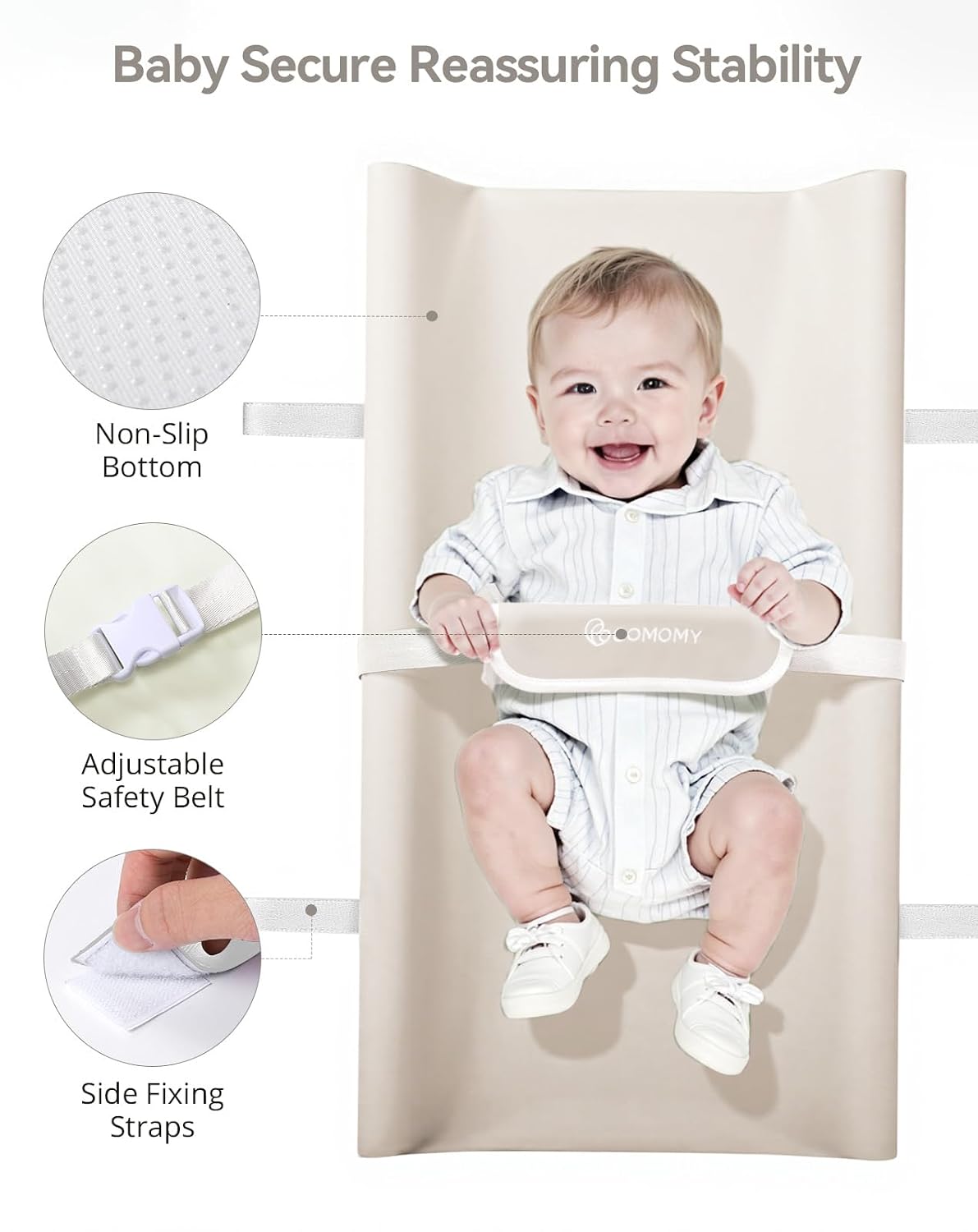 Baby Changing Pad with Wipeable & Waterproof PU Cover
