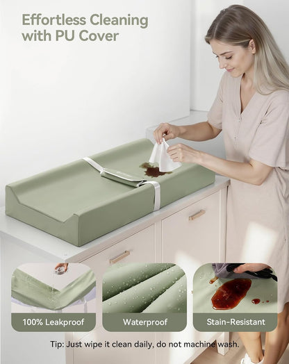 Baby Changing Pad with Wipeable & Waterproof PU Cover