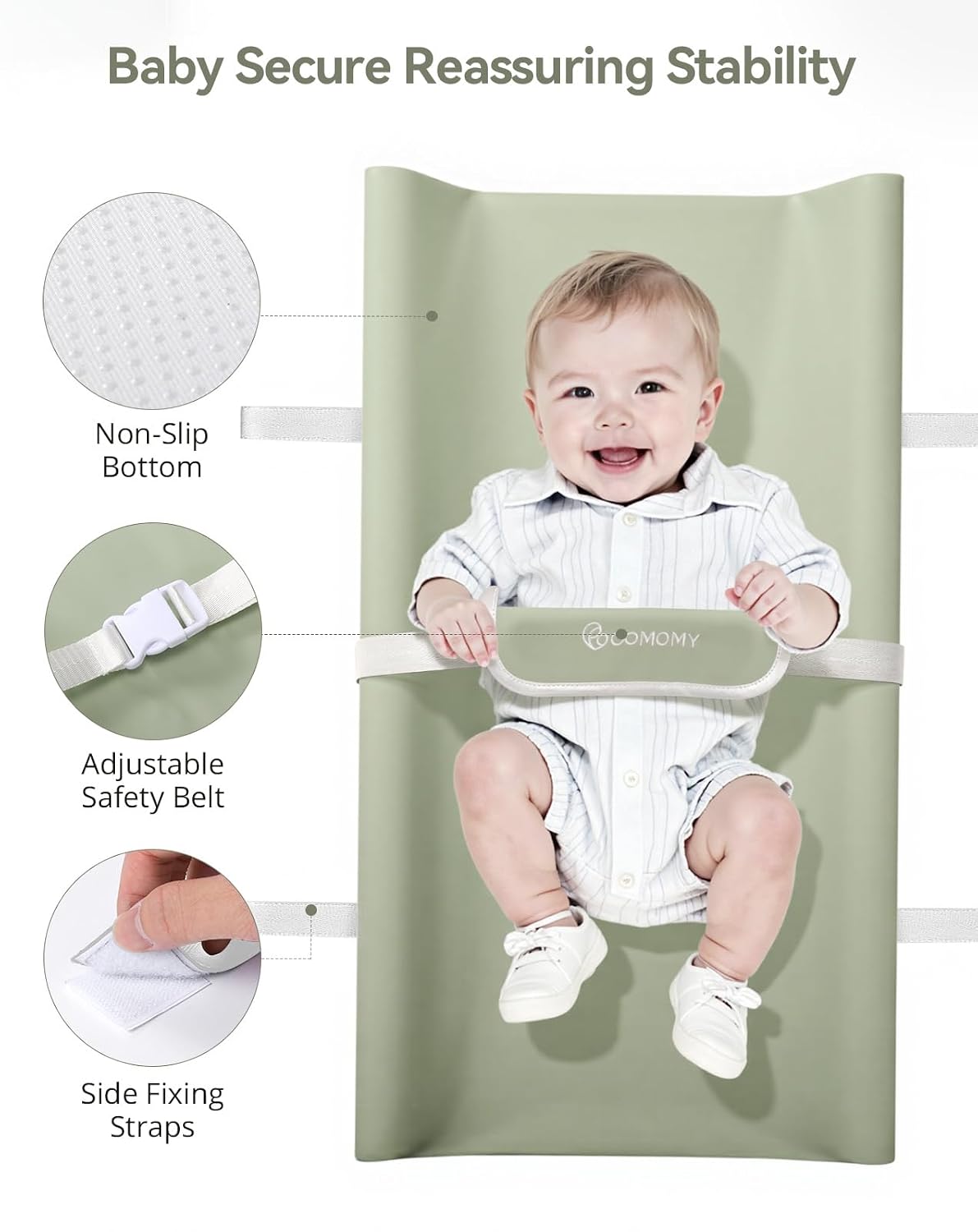 Baby Changing Pad with Wipeable & Waterproof PU Cover