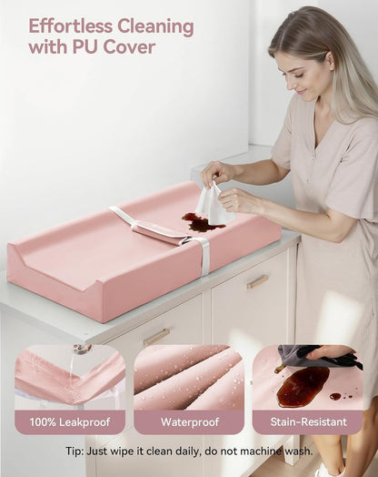 Baby Changing Pad with Wipeable & Waterproof PU Cover
