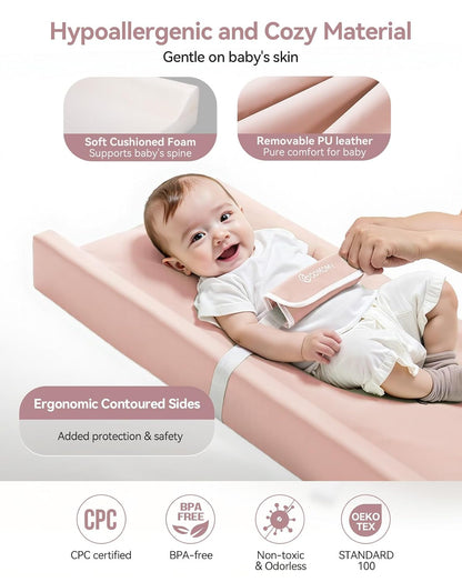Baby Changing Pad with Wipeable & Waterproof PU Cover