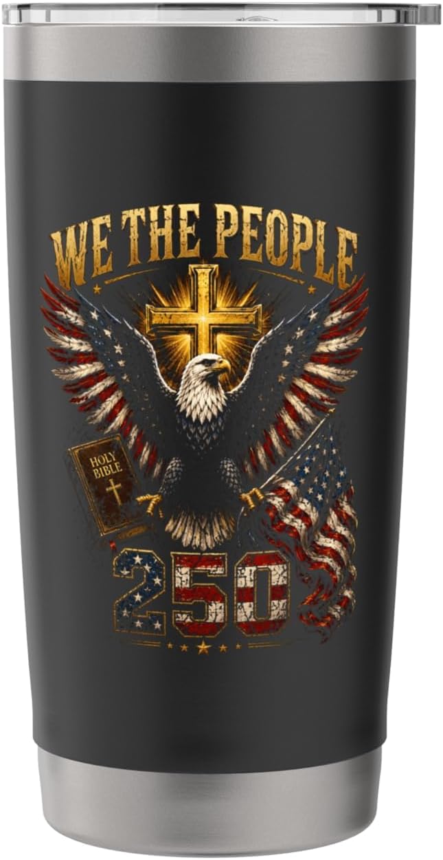 We The People 250 American Christian Cross Bible Stainless Steel Insulated Tumbler