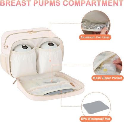 Breastmilk Cooler Bag with Ice Pack, Fits 6 Baby Bottles Up to 9 Ounce, Insulated Bottle Travel Bags with Shoulder Strap-Wearable Breast Pump Carrying Case for Nursing & Working Moms, Black