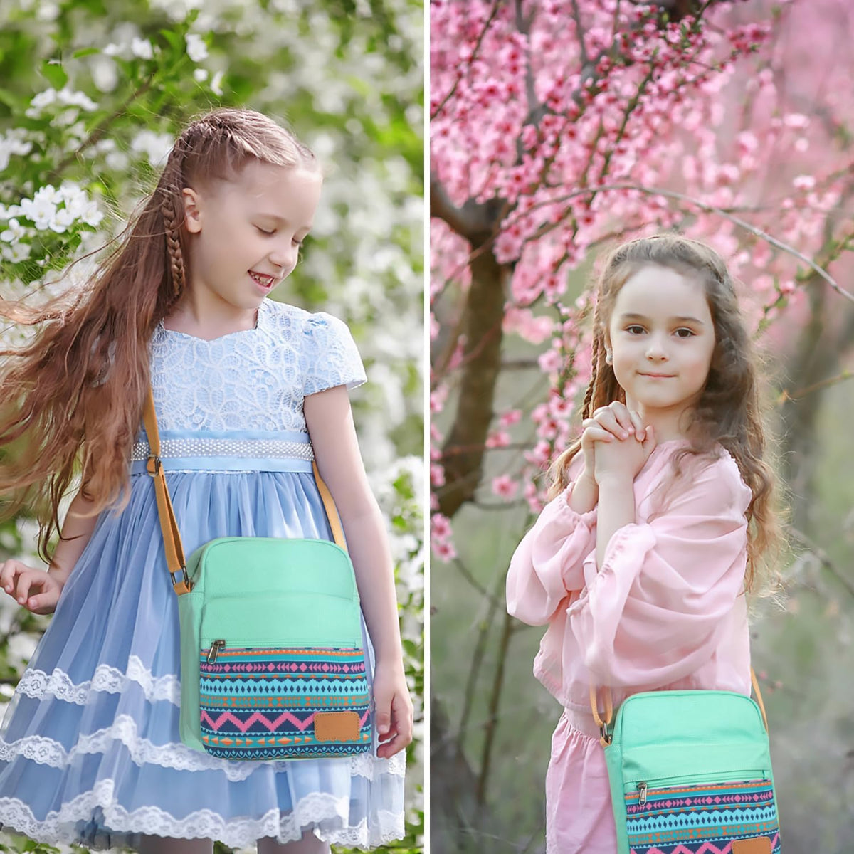 Girls Crossbody Purses for Kids 2 PCS Cross Body Bag Women Messenger Bag Girls Canvas Bag Cross Body Purse Set - Colors A