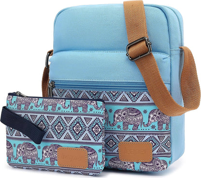 Girls Crossbody Purses for Kids 2 PCS Cross Body Bag Women Messenger Bag Girls Canvas Bag Cross Body Purse Set - Colors A