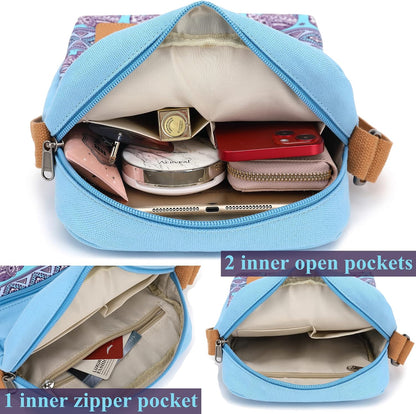 Girls Crossbody Purses for Kids 2 PCS Cross Body Bag Women Messenger Bag Girls Canvas Bag Cross Body Purse Set - Colors A