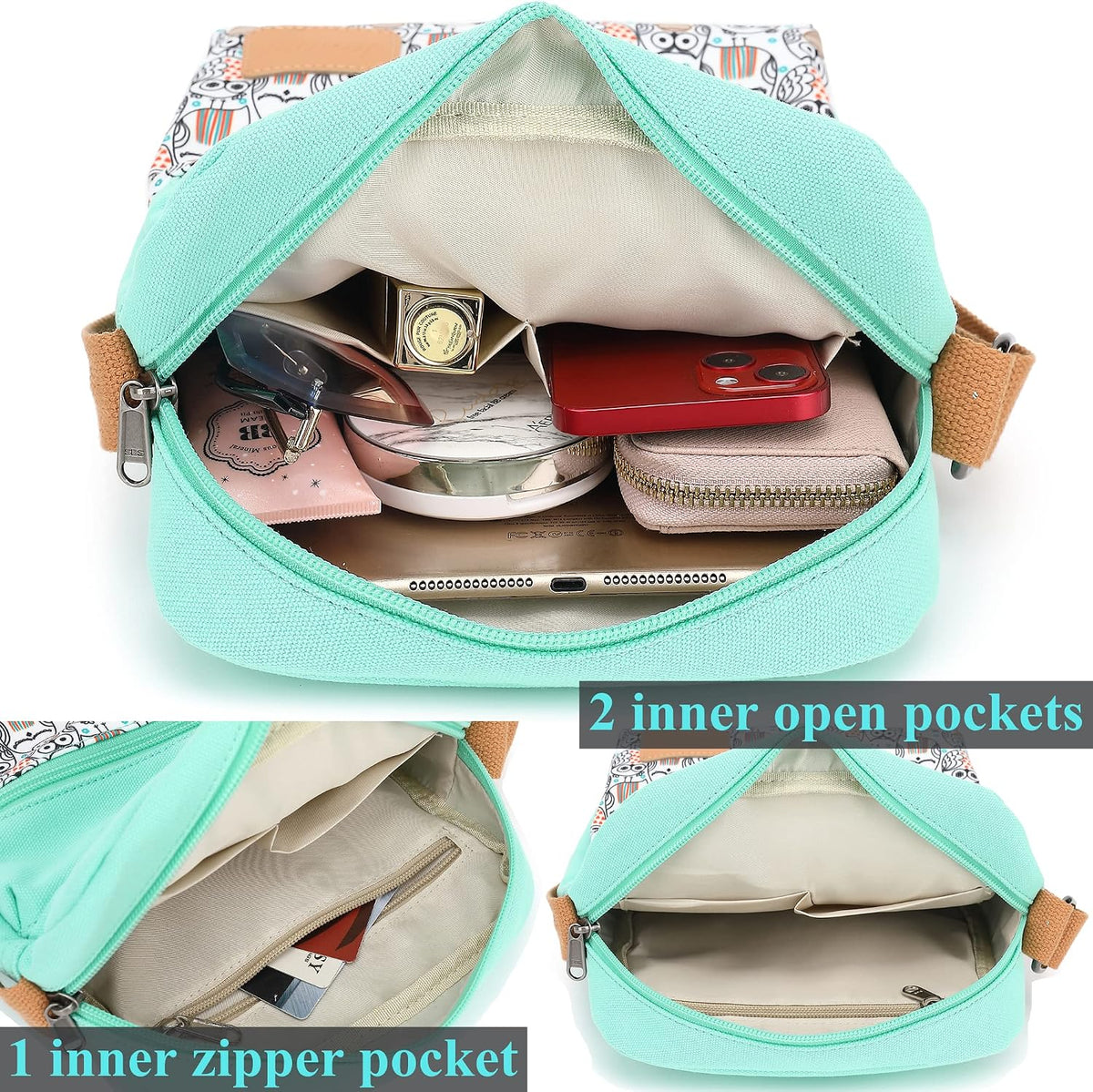 Girls Crossbody Purses for Kids 2 PCS Cross Body Bag Women Messenger Bag Girls Canvas Bag Cross Body Purse Set - Colors A