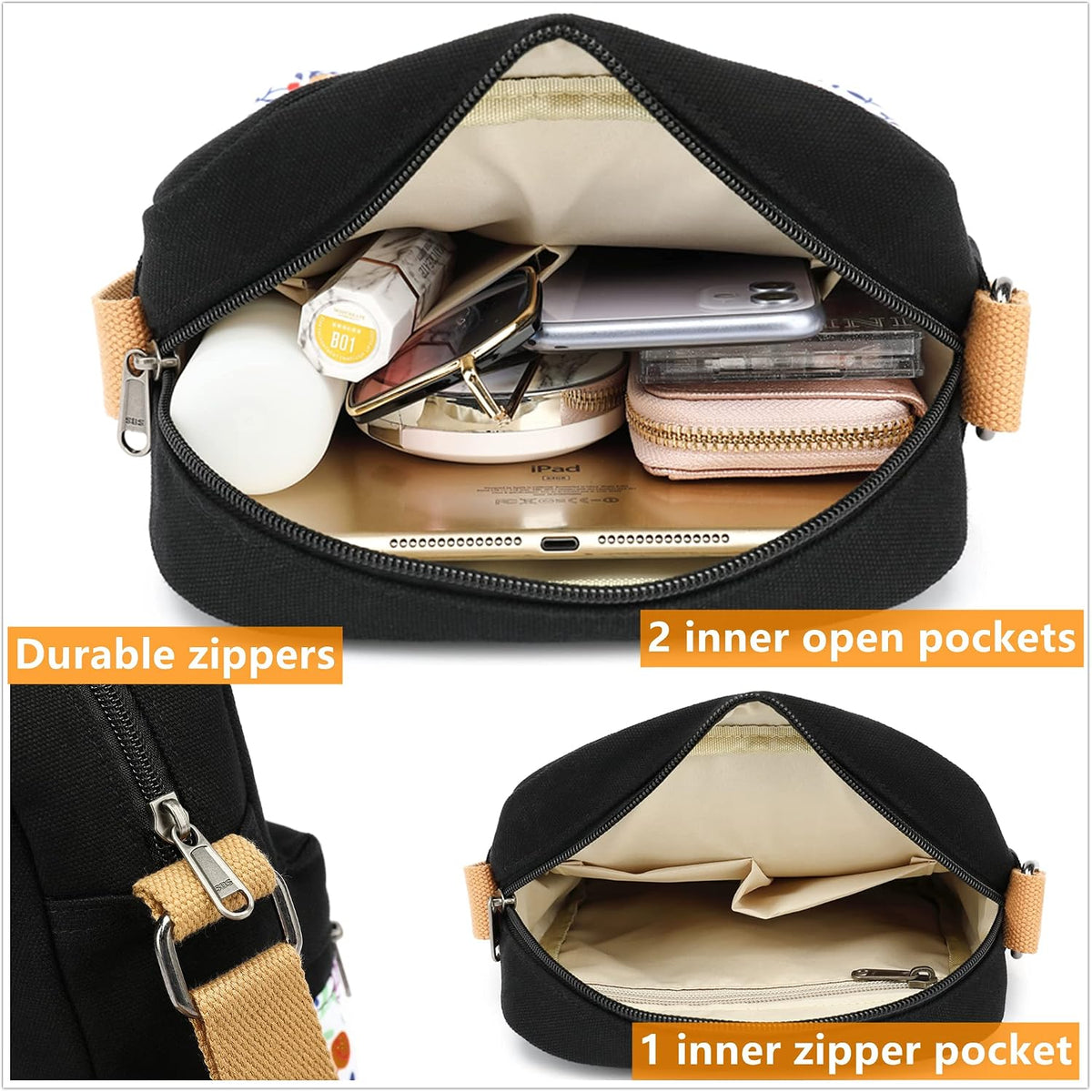 Girls Crossbody Purses for Kids 2 PCS Cross Body Bag Women Messenger Bag Girls Canvas Bag Cross Body Purse Set - Colors A