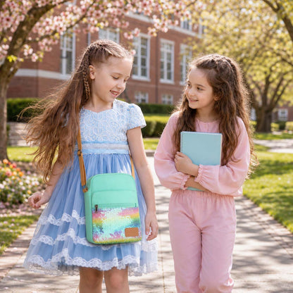 Girls Crossbody Purses for Kids 2 PCS Cross Body Bag Women Messenger Bag Girls Canvas Bag Cross Body Purse Set - Colors A