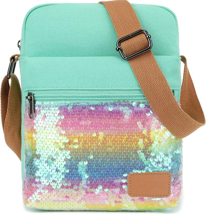 Girls Crossbody Purses for Kids 2 PCS Cross Body Bag Women Messenger Bag Girls Canvas Bag Cross Body Purse Set - Colors A