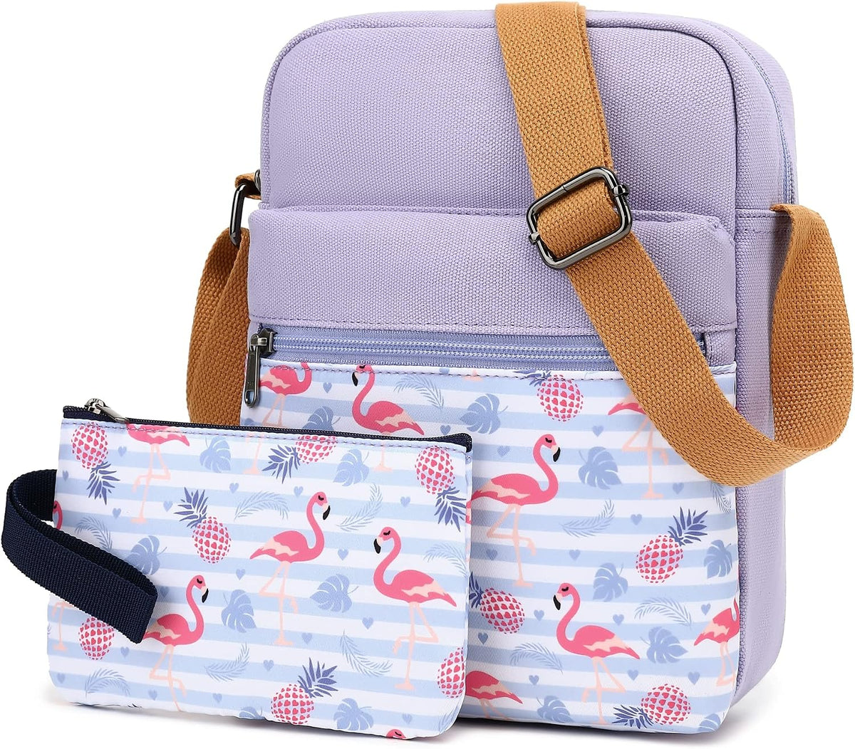 Girls Crossbody Purses for Kids 2 PCS Cross Body Bag Women Messenger Bag Girls Canvas Bag Cross Body Purse Set - Colors A