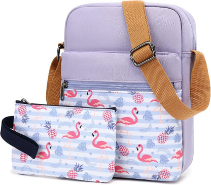 Girls Crossbody Purses for Kids 2 PCS Cross Body Bag Women Messenger Bag Girls Canvas Bag Cross Body Purse Set - Colors A