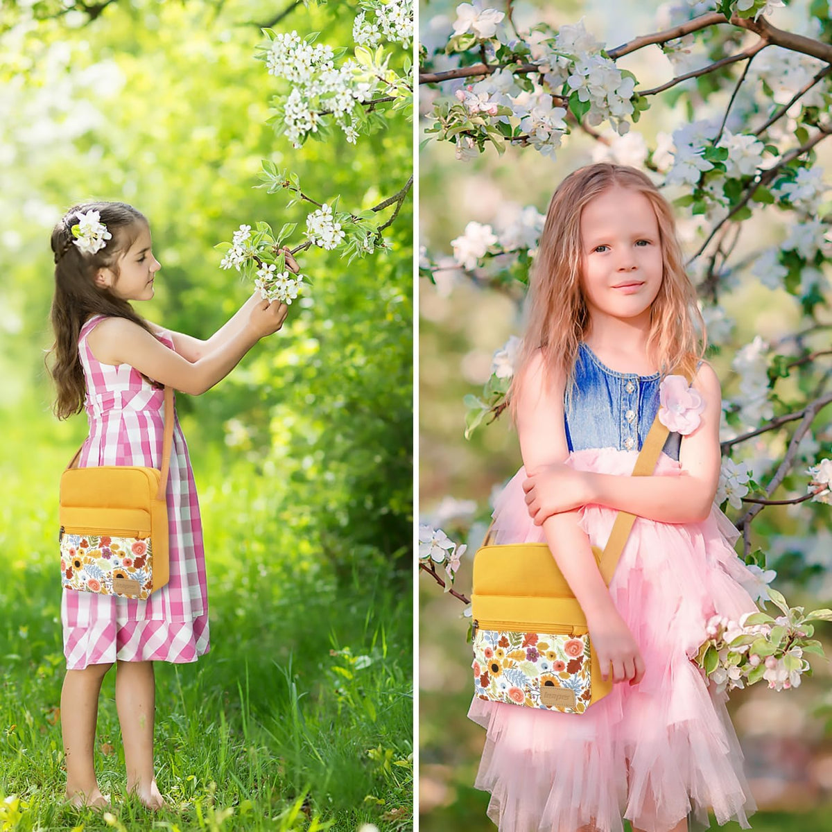 Girls Crossbody Purses for Kids 2 PCS Cross Body Bag Women Messenger Bag Girls Canvas Bag Cross Body Purse Set - Colors A