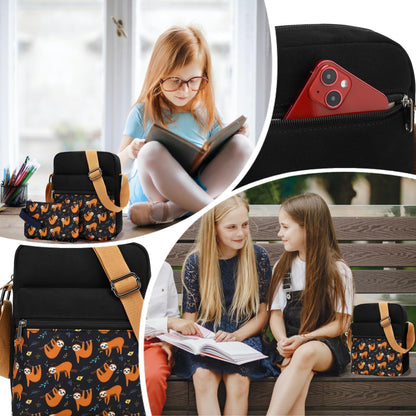 Girls Crossbody Purses for Kids 2 PCS Cross Body Bag Women Messenger Bag Girls Canvas Bag Cross Body Purse Set - Colors A
