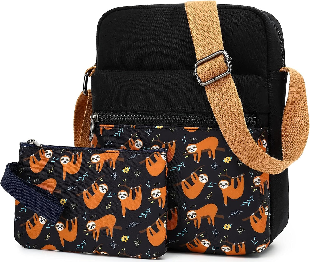 Girls Crossbody Purses for Kids 2 PCS Cross Body Bag Women Messenger Bag Girls Canvas Bag Cross Body Purse Set - Colors A