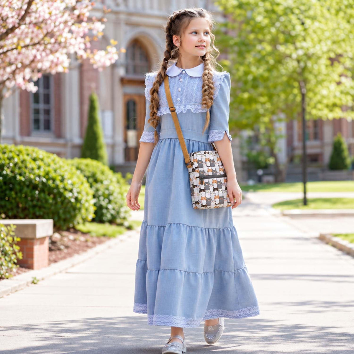 Girls Crossbody Purses for Kids 2 PCS Cross Body Bag Women Messenger Bag Girls Canvas Bag Cross Body Purse Set - Colors A