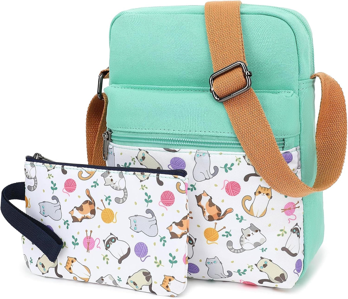 Girls Crossbody Purses for Kids 2 PCS Cross Body Bag Women Messenger Bag Girls Canvas Bag Cross Body Purse Set - Colors A