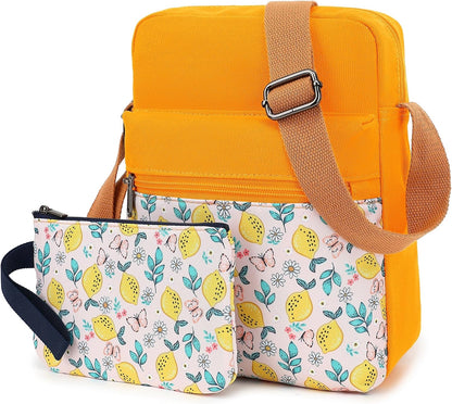 Girls Crossbody Purses for Kids 2 PCS Cross Body Bag Women Messenger Bag Girls Canvas Bag Cross Body Purse Set - Colors A