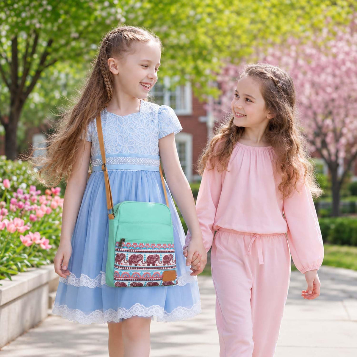 Girls Crossbody Purses for Kids 2 PCS Cross Body Bag Women Messenger Bag Girls Canvas Bag Cross Body Purse Set - Colors A