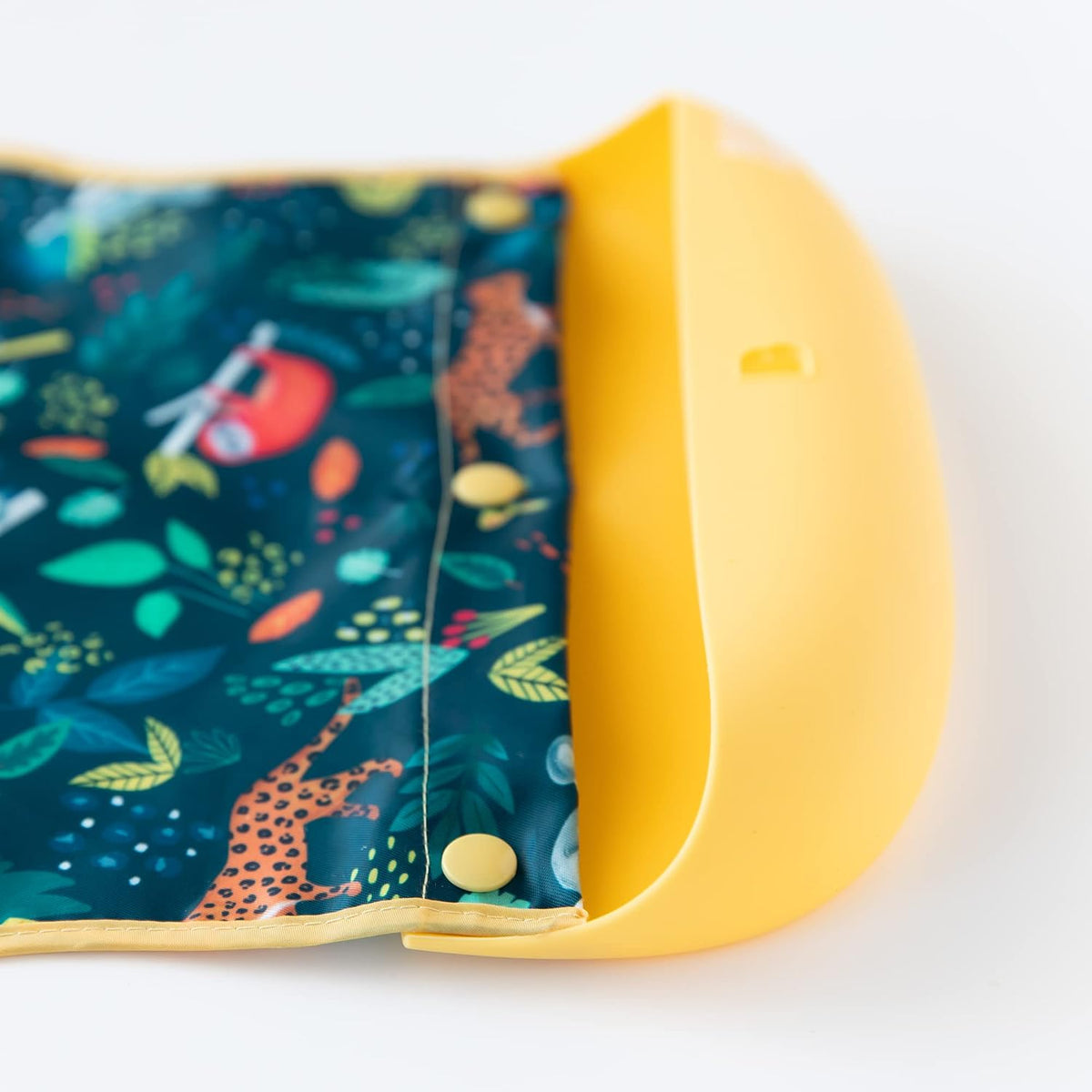 Silicone Bibs for Girl or Boy, Baby and Toddler 6-24 Mos, Essential Must Have for Eating, Feeding, Combination Fabric SuperBib and Long Sleeve with Attachable Pocket Food Catcher, Jungle