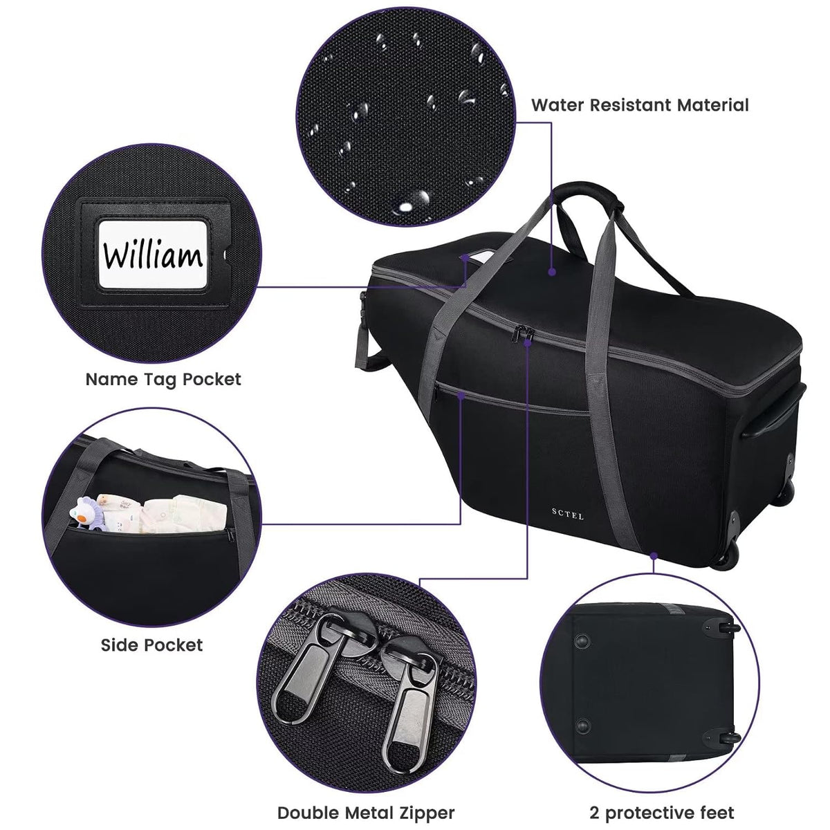 SCTEL Car Seat Travel Bag for Airplane Fits Chicco KeyFit 30