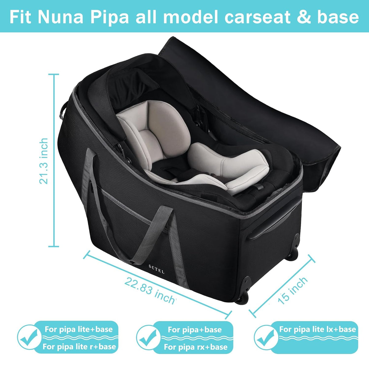 SCTEL Car Seat Travel Bag for Airplane Fits Chicco KeyFit 30