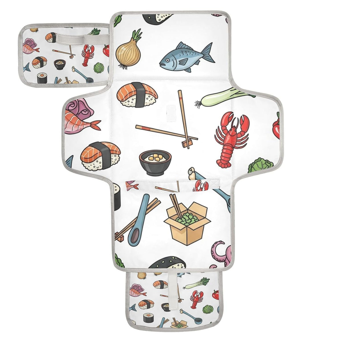 Sushi Vegetables Print Portable Diaper Changing Pad for Walks