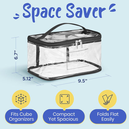 Clear Storage Bags, 6 Pack - Zippered Small Organizers For Toys, Puzzles, Blocks, Craft Supplies, Durable Puzzle Zipper Case Containers for Organizing, Travel, Seasonal, Kids Room Bag Organizer