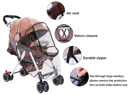 Stroller Rain Cover Universal Rain Cover for Stroller Baby Universal Waterproof Windyproof Weather Shield Stroller Rain Cover, Window Style