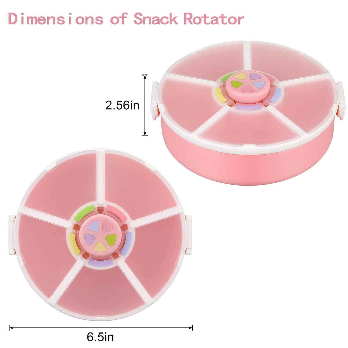 Snack Rotator Container Reusable Snack Box with 5 Compartment Dispenser and Lid, Color Matching Opening Lid, BPA and PVC Free, for Home, School, Travel (Blue)