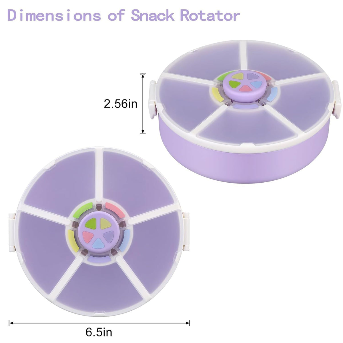 Snack Rotator Container Reusable Snack Box with 5 Compartment Dispenser and Lid, Color Matching Opening Lid, BPA and PVC Free, for Home, School, Travel (Blue)
