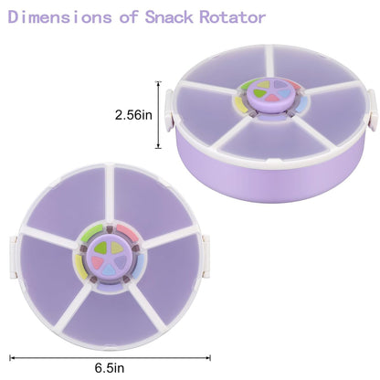 Snack Rotator Container Reusable Snack Box with 5 Compartment Dispenser and Lid, Color Matching Opening Lid, BPA and PVC Free, for Home, School, Travel (Blue)