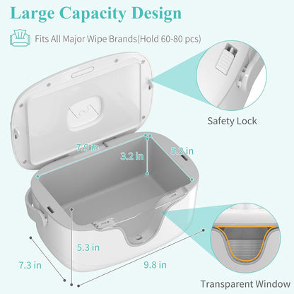 Portable Baby Wipe Warmer - Cordless Rechargeable Wet Wipes Dispenser for Travel Battery Operated with Nightlight Temperature Control for On the Go