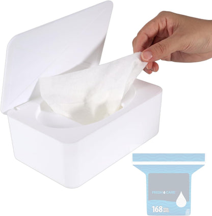 Wipes Dispenser Compatible with Cottonelle, Refillable Wipe Holder, Flushable Wipes Container with Sealing Design Lid, Keeps Wipe Fresh and Clean, Non-Slip, Easy to Pull Out, for Home, Car, Bathroom