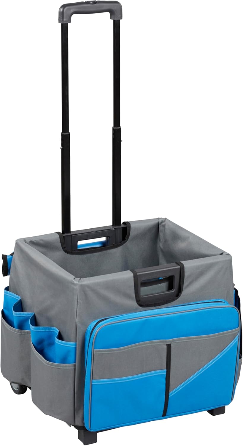 Universal Rolling Cart with Canvas Organizer Bag, Mobile Storage, Red/Grey